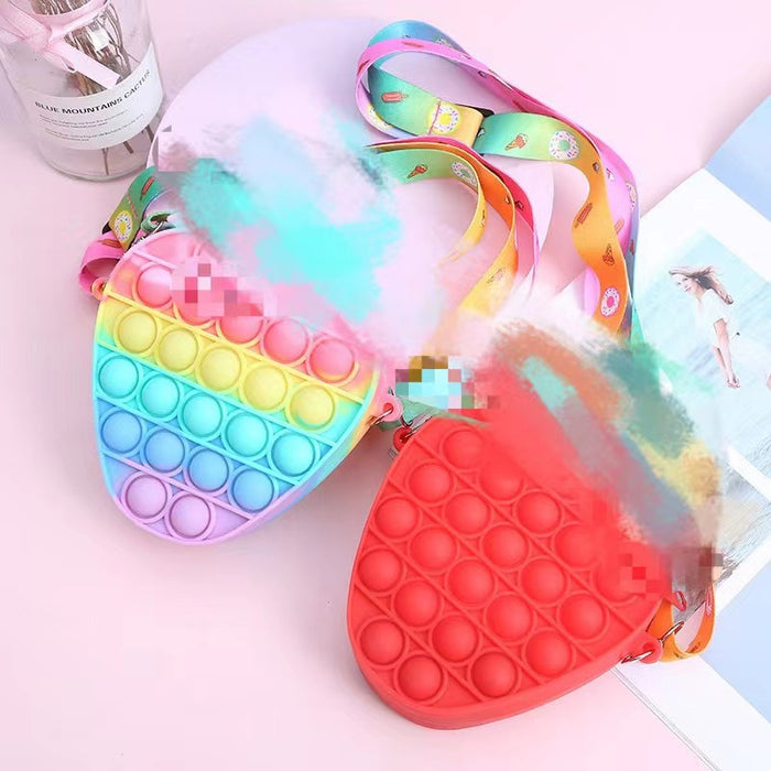 Wholesale Bag, coin purse, silicone crossbody, adult, child, decompression, cute fruit, strawberry