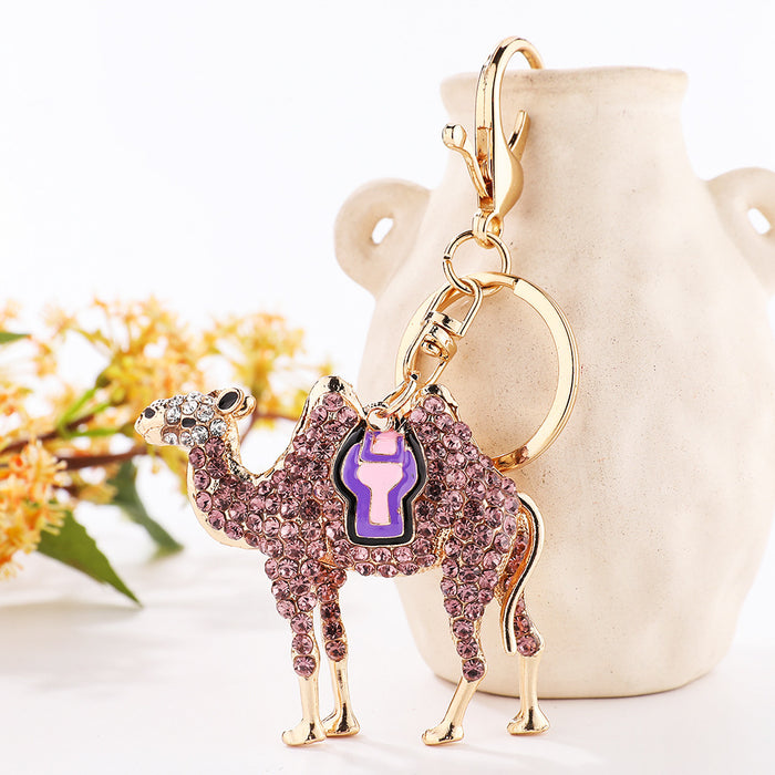 Wholesale diamond camel car key chain animal car key chain metal pendant
