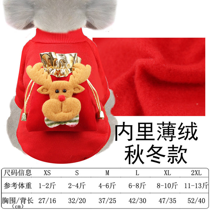 Wholesale Dogs Christmas Pet Supplies Clothes  Cotton Coat Autumn and Winter Elk Cat and Dog Clothes
