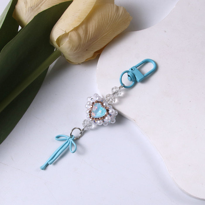 Wholesale Pearl Diamond Bow Mobile Phone Chain Keychain Bag Pendant Accessories