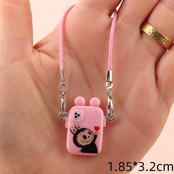 Wholesale Dollhouse Mini Cartoon Phone Case Pendant Model Creative Neck Accessory Plush Hanging Ornament