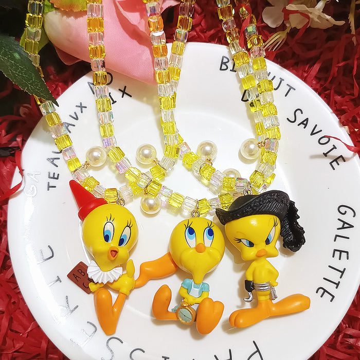 Wholesale Biling Shiny Crystal Necklace Cute Resin Cartoon Short Necklace Women' s Children' s Jewelry