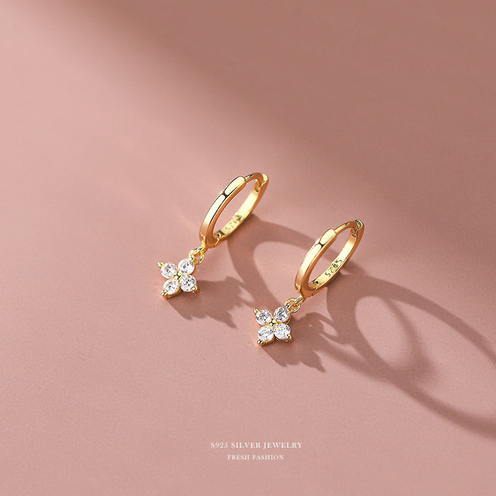 Wholesale Four-Leaf Flower Pearl Earrings for Women