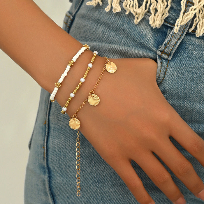 Wholesale Retro Shell Pendant Beaded Anklet Fashion Jewelry Accessory MOQ≥2