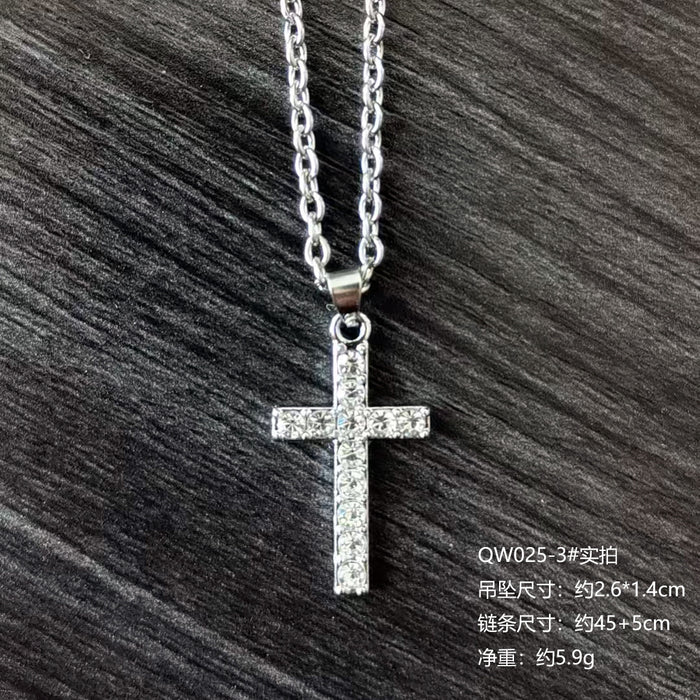 Wholesale Star shaped titanium steel cross necklace, light luxury zircon sparkling diamond collarbone chain, street accessory