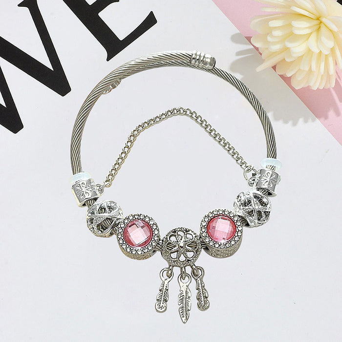 Wholesale Dreamcatcher Beaded Bracelet for Women Black Alloy Electroplated Fashion Jewelry Accessory Gift
