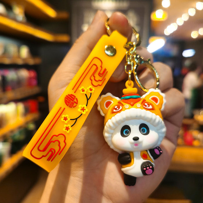 Wholesale Rubber Cartoon Doll Lion Tiger Head Panda Keychain JDC-KC-Tingm180