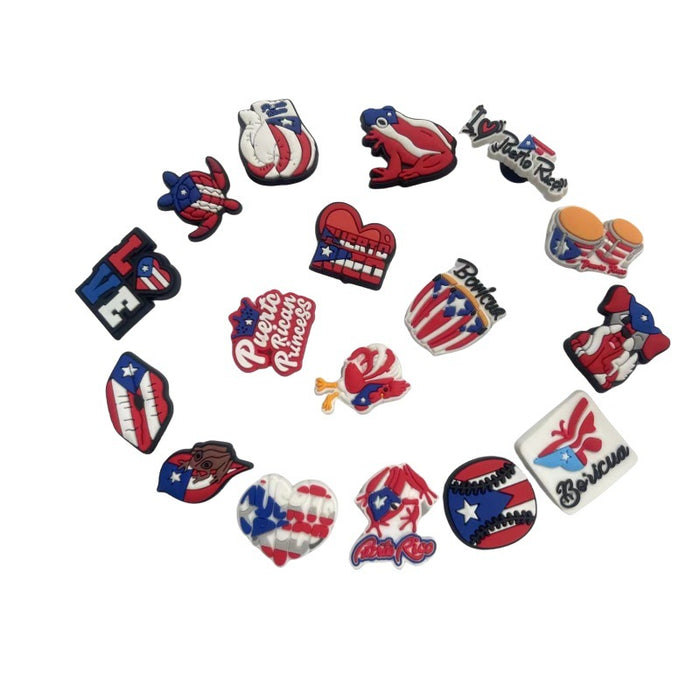 Wholesale 20pcs American Independence Day Flag PVC Shoe Buckle JDC-SC-DaJing001