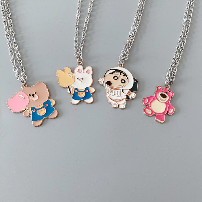 Wholesale Cartoon Style Smiling Bear Personality Pendant Stainless Steel Children's Necklace JDC-NE-YSJZ003