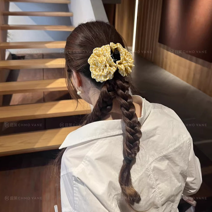 Wholesale Popular Ins Plaid Flower Clip New Fresh Back of Head Simple Shark Clip 2025 Summer New Headwear