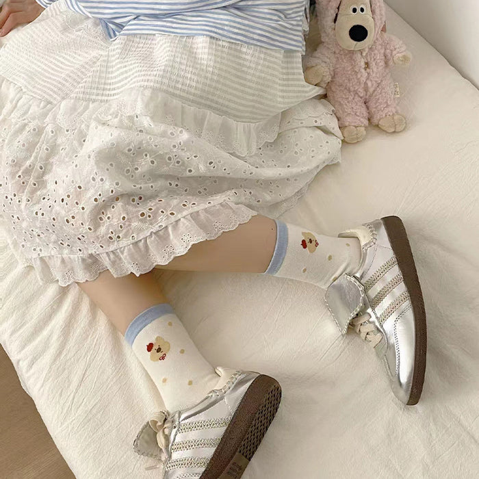 Wholesale Cartoon Socks Children's Middle Socks Cute College Style Bow Dog Striped Long Socks