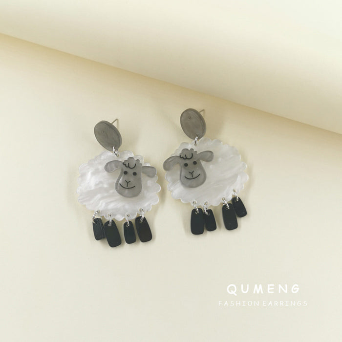 Wholesale Little Sheep Acrylic Printing Earrings JDC-ES-QingM005