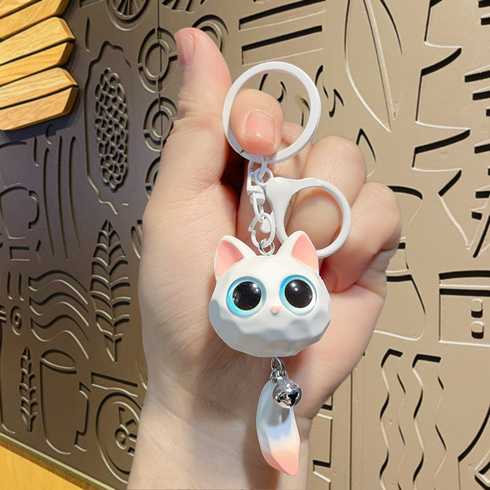 Wholesale Resin Big Eye Cat Head Keychain Stereo Cat Doll Pendant Car Backpack Pendant Small Gift