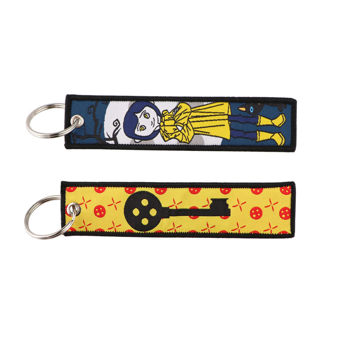 Wholesale  Cartoon Woven Label Keychain Lanyard   Fabric Keychain