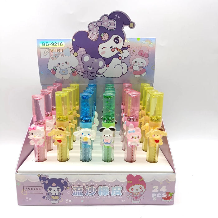 Wholesale Glittery sand filled clean and low residue push pull eraser