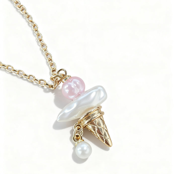 Wholesale Pearl Ice Cream Necklace Clavicle Chain plated 18K Gold Color Retention