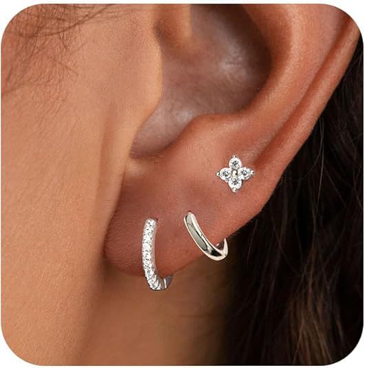 Wholesale Real gold copper set with zircon and full diamond earrings, single ear set, circle set with diamond earrings