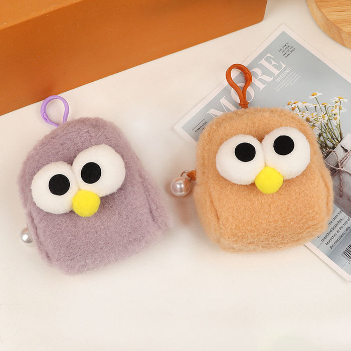Wholesale Pink Plush Chick Backpack Coin Purse Cute Solid Color Key Pouch Fashion Accessory For Resale
