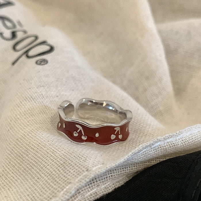 Wholesale Light luxury metal brushed diamond inlaid ring, niche and high-end open mouth ring