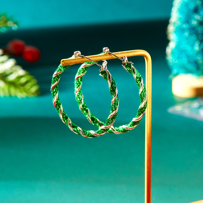 Wholesale Christmas fashion colorful red and green twisted earrings party accessories Christmas earrings