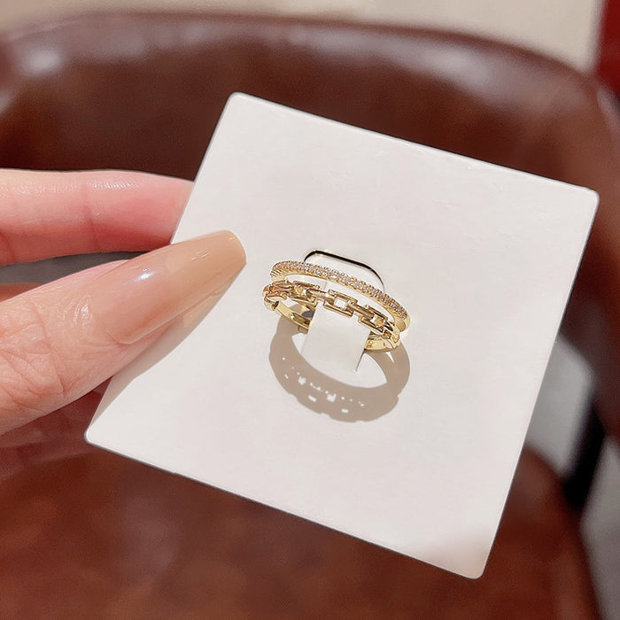 Wholesale Double-Layer Micro-Pavé Zircon Ring