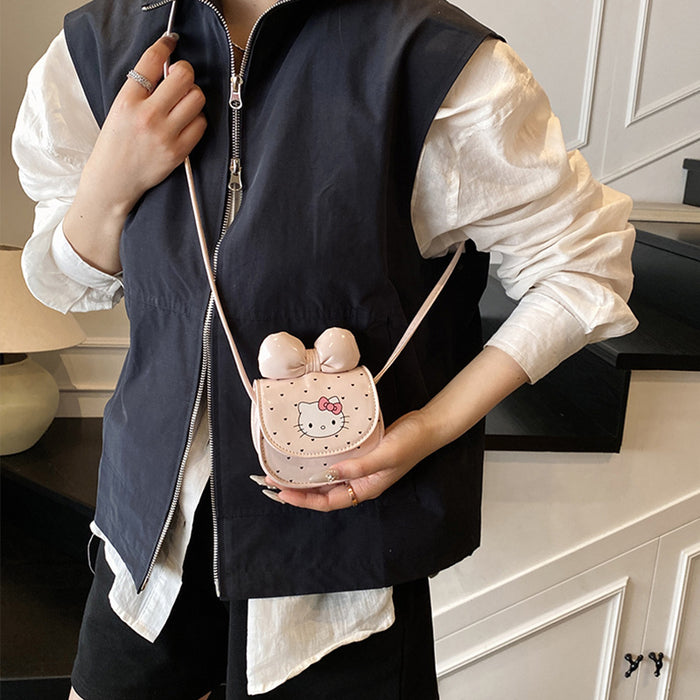 Wholesale New cartoon cute bow mini coin purse with cat print crossbody bag