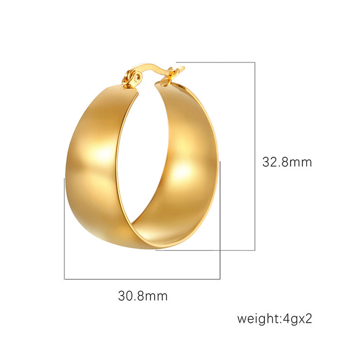 Wholesale Widened curved stainless steel women's earrings 18K gold plated
