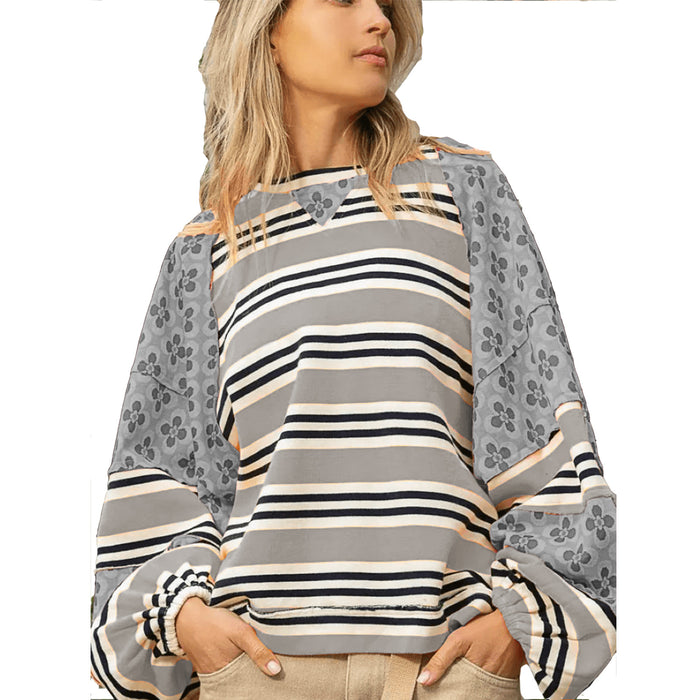 Wholesale Autumn and Winter New Women's Clothing Color Blocked Printed Tops Casual Loose Long Sleeved Hoodies for Women JDC-CTS-YiMu005