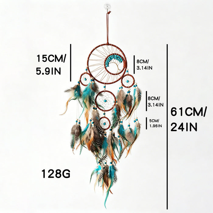 Wholesale Bohemian Style Green Iron Dream Catcher Pendant Life Tree Five Rings Door Hanging Decorative