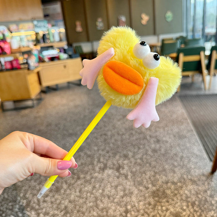 Wholesale Cartoon hair ball student creative ballpoint pen children cute stationery plush hand account