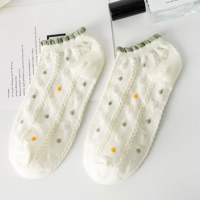 Wholesale Small flower socks, short socks, cute low cut boat socks, thin version