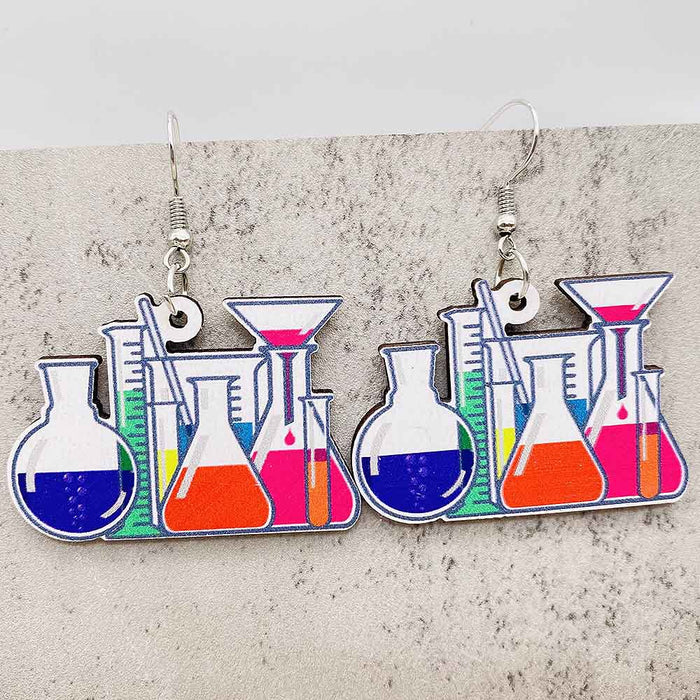 Wholesale Teachers'  Day Earrings Pencil Alarm Clock Wooden Earrings School Season Student Earrings