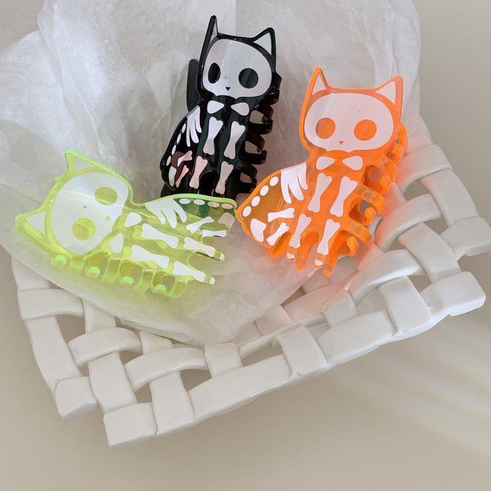 Wholesale Trendy  Cat Skull Acrylic Hair Claw Clip For Party Fashion Accessory