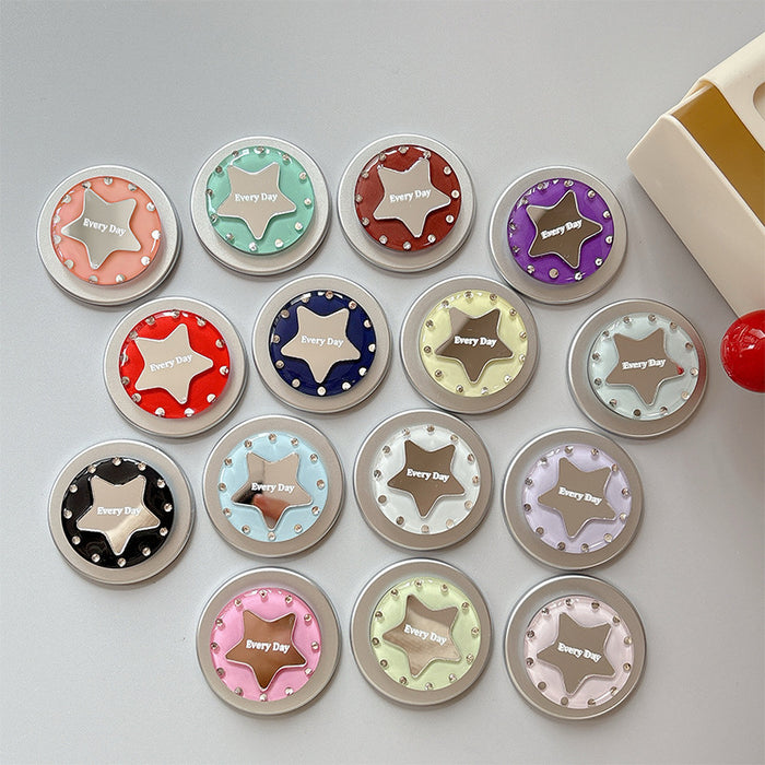 Wholesale Simple Star Design Desktop Retractable Phone Holder with Rhinestone Mirror