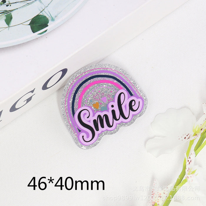 Wholesale Cartoon Rainbow Love Beverage Acrylic Pin DIY Patch Accessories JDC-FK-OuYie008