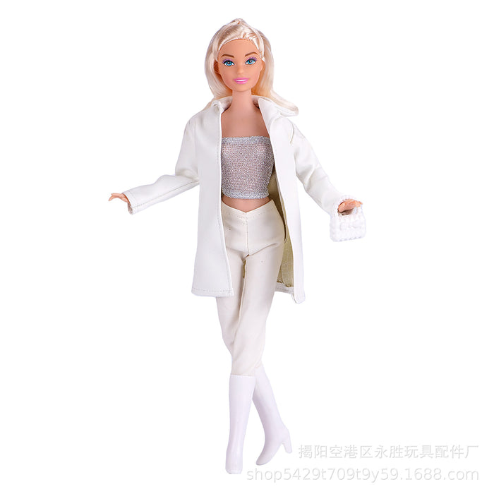 Wholesale Doll  clothes multi-color long leather coat skirt beaded shorts dress