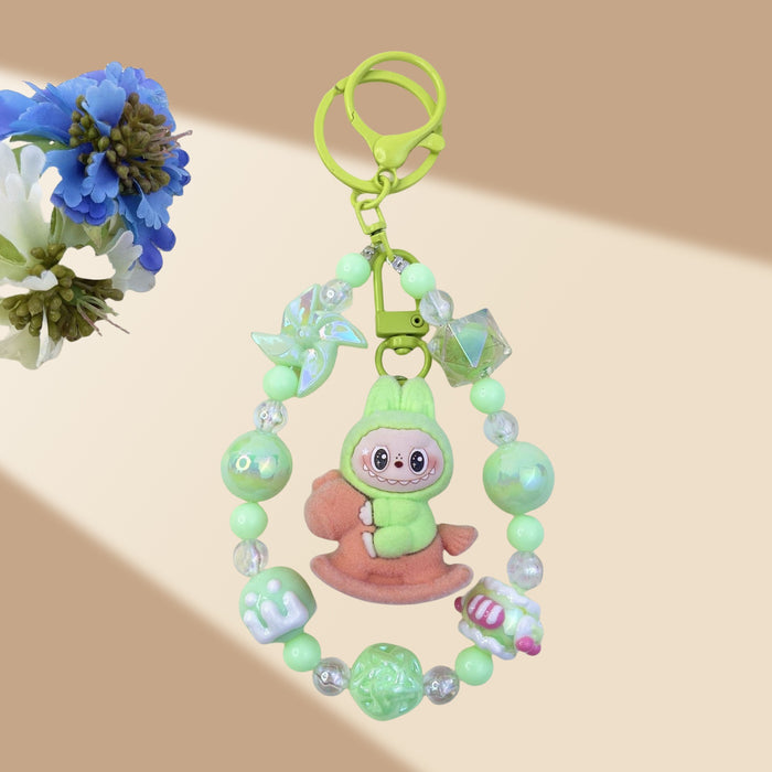 Wholesale Flocked Wizard Beaded Keychain
