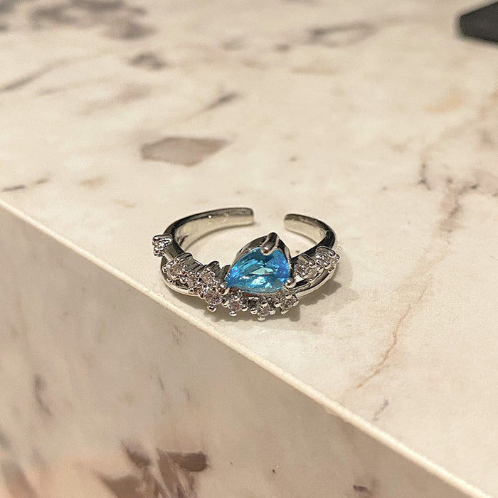 Wholesale Light luxury sparkling diamond open ring with niche design, geometric versatile index finger ring