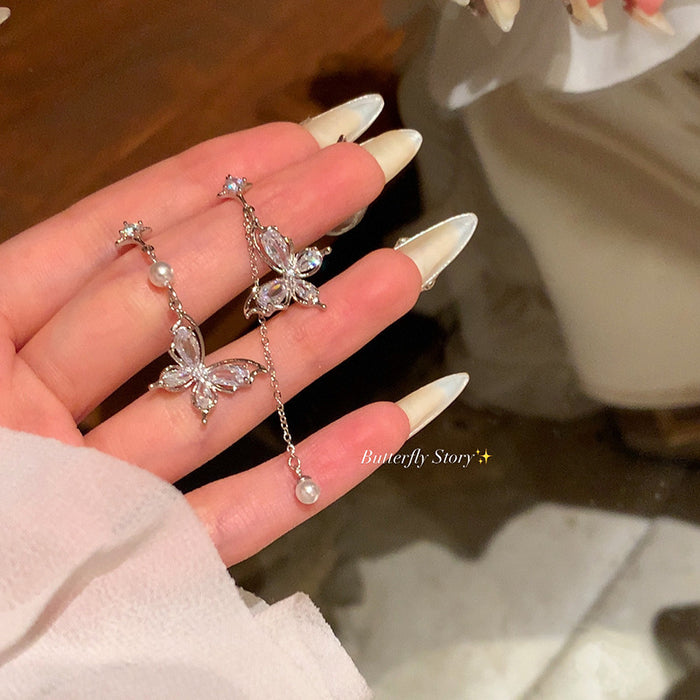 Wholesale Pearl and Zircon Heart Earrings