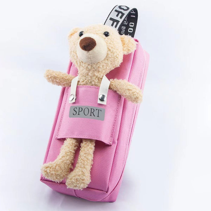 Wholesale Children's Pencil Bags Bear Detachable Double Layer