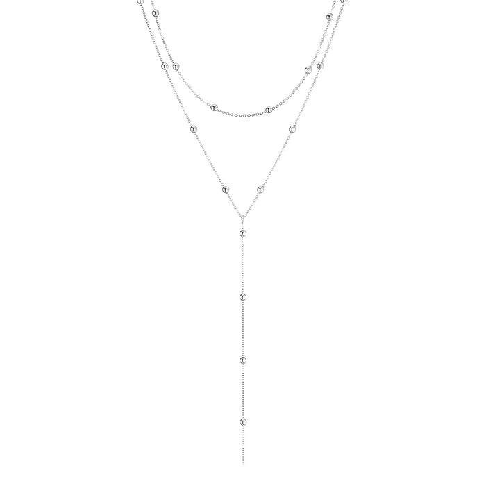 Wholesale Fashionable and simple necklace with versatile temperament, tassel round beads, multi-layer layered collarbone chain, chest chain, women's