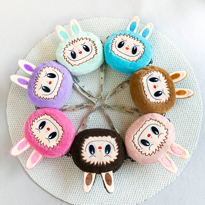 Wholesale Children' s plush bag new cartoon messenger bag large capacity pull cloth doll bag plush toy mobile phone bag