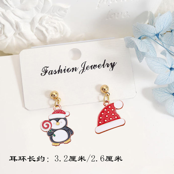 Wholesale Metal Electroplated Christmas Earrings Snowflake Elk Design Chic Fashion Access MOQ≥2 MOQ≥
