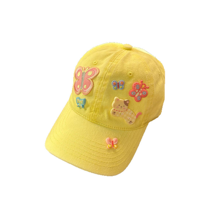 Wholesale Original Sweet Cool Spice Girls Diy Yellow Baseball Cap Summer Pastoral Outdoor Sunshade Cartoon Pattern Soft Top Cap