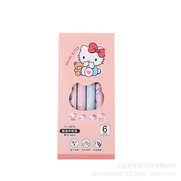 Wholesale 6pcs Floral Series  Cat Gel Pen Cartoon Press Pen Quick-drying
