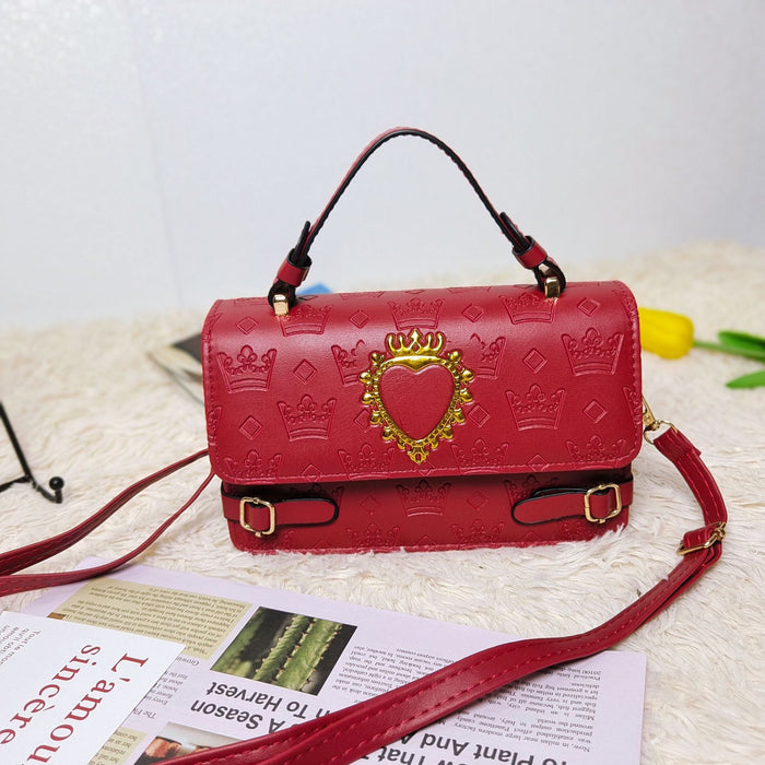 Wholesale Heart-shaped crown print shoulder bag for commuting