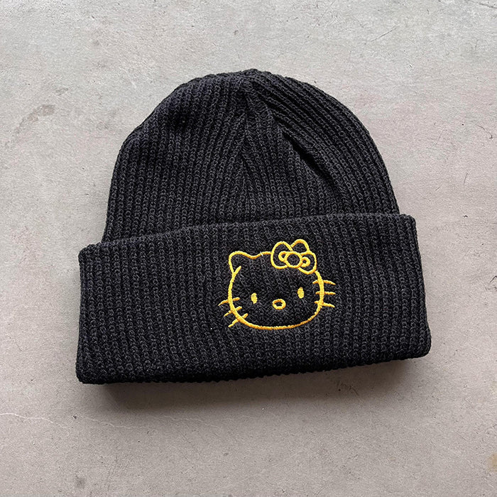 Wholesale Cute Kitten Embroidery Acrylic Knitted Beanie JDC-FH-Kamie009