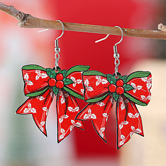 Wholesale Christmas gingerbread man Christmas tree bow pendant earrings
