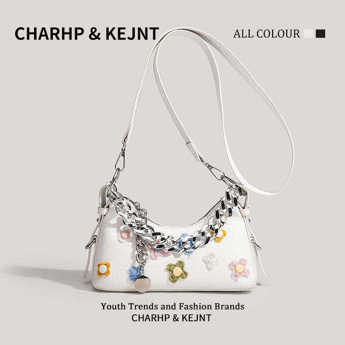 Wholesale Popular flower style stick bag, high-end texture, niche underarm crossbody bag