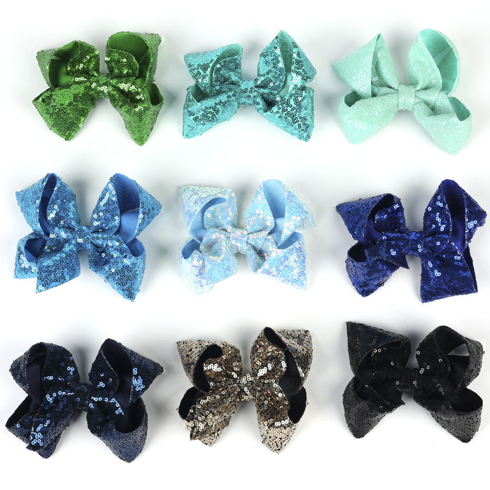 Wholesale Children's jewelry 5-inch sequin bow hair clip with hairpin